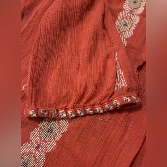 Joie Terracotta Embroidered 100% Cotton Long Sleeve Blouse. Size Medium. - Picture 6 of 13